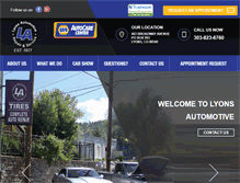 Tablet Screenshot of lyonsautomotive.com